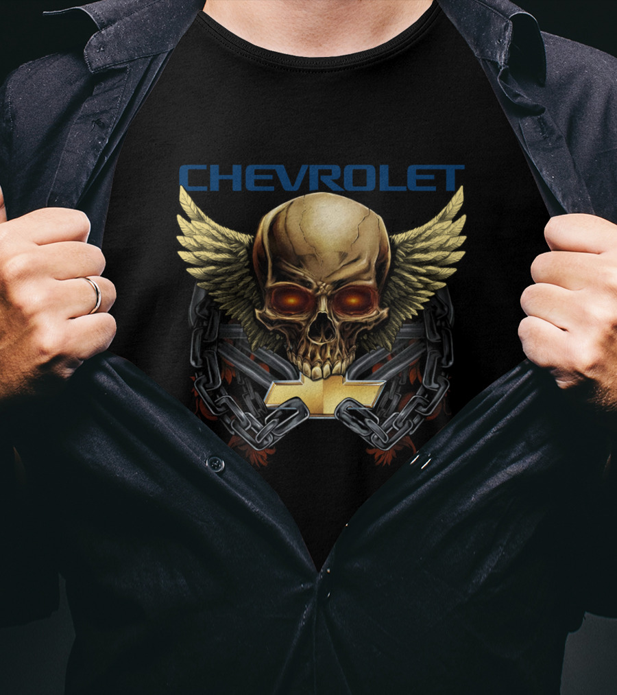 Chevrolet Winged Skull With Chains And Chevrolet T-Shirt
