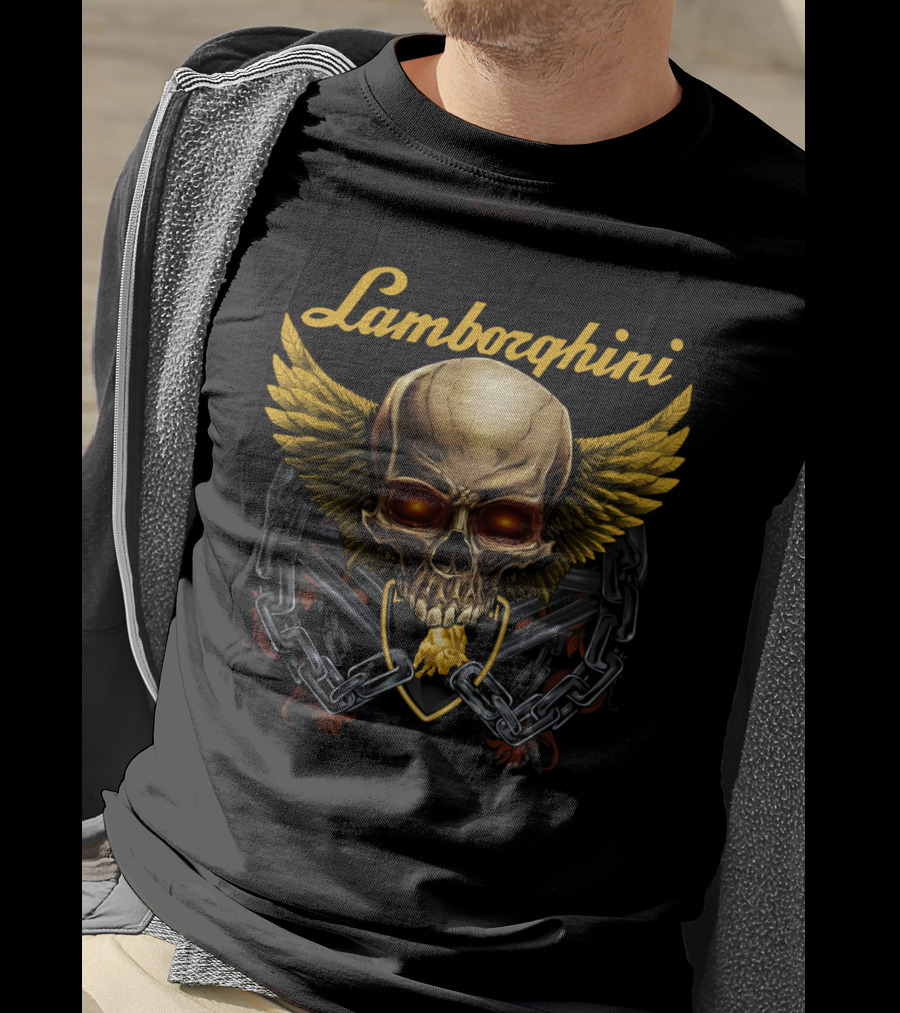 Lamborghini Skull Wings Chains Emblem Dh T-Shirt