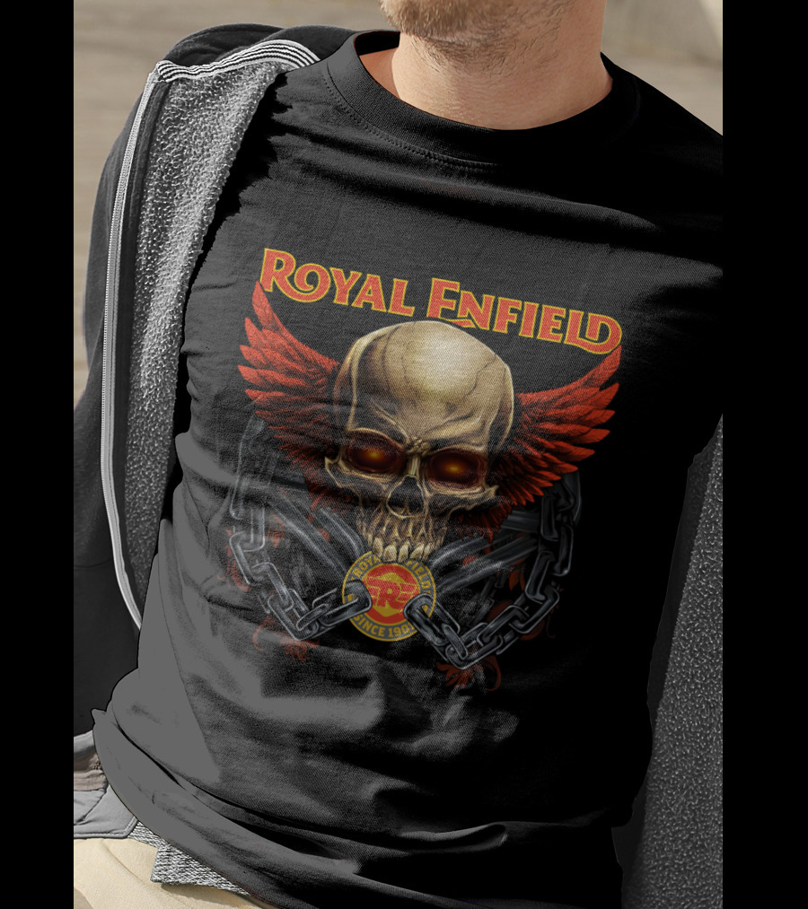 Royal Enfield Skull With Red Wings And Chains Since 1901 T-Shirt
