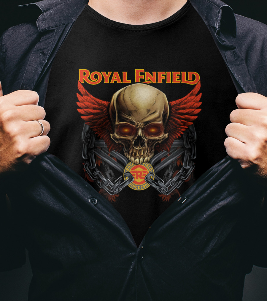 Royal Enfield Skull With Red Wings And Chains Since 1901 T-Shirt