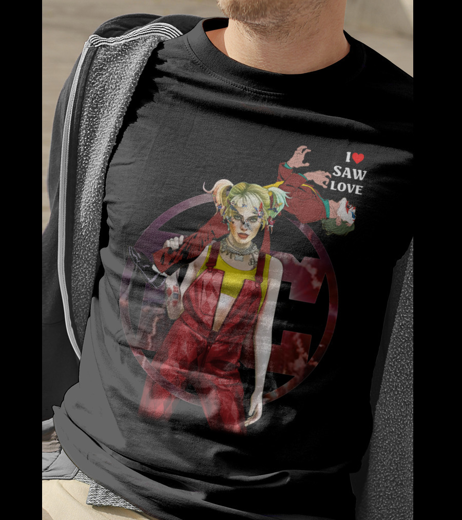 Harley Quinn Joker I Heart Saw Love T-Shirt
