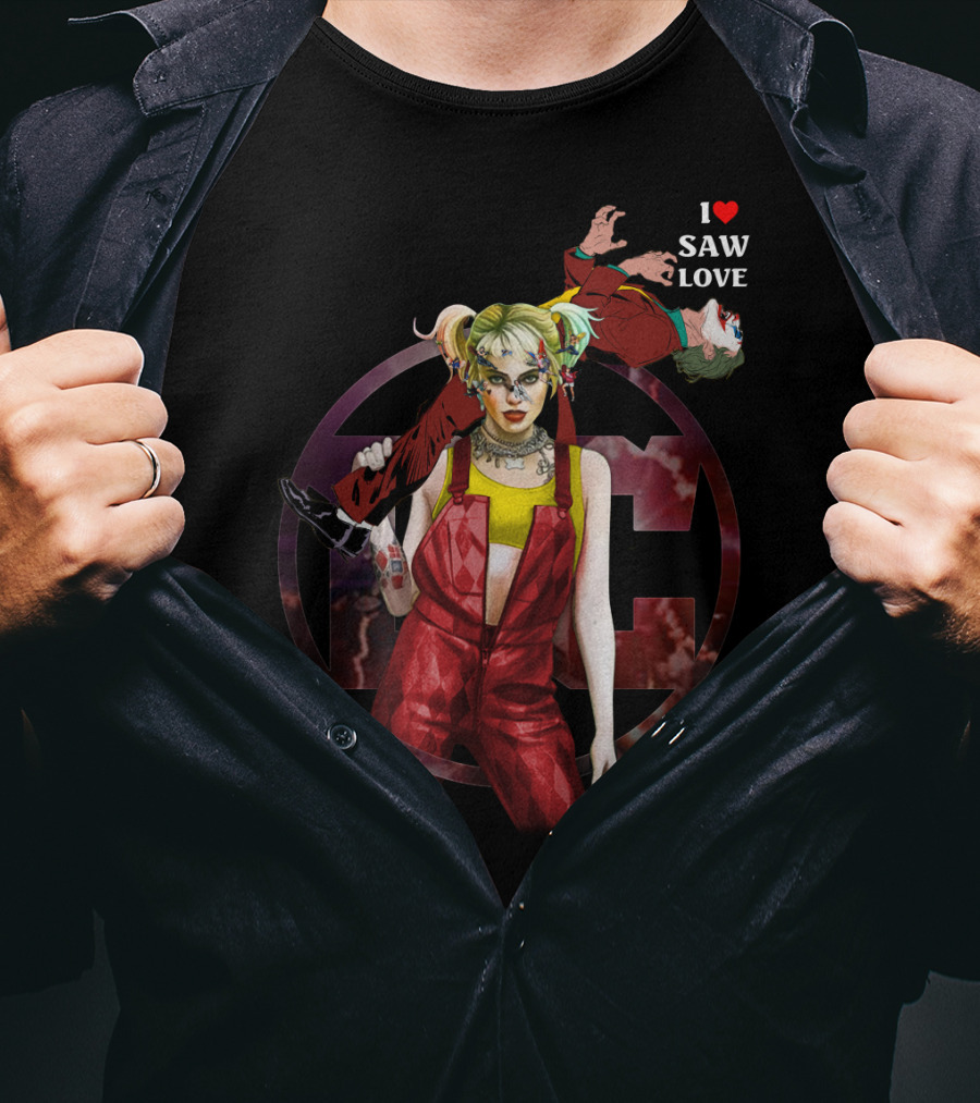 Harley Quinn Joker I Heart Saw Love T-Shirt