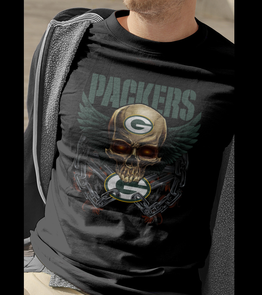 Packers Skull With Wings And Chains Nflgbp Dh T-Shirt