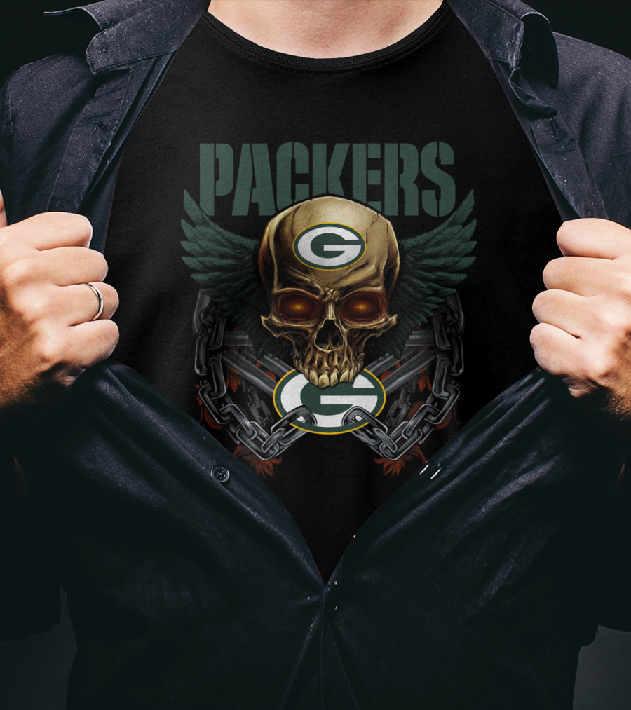 Packers Skull With Wings And Chains Nflgbp Dh T-Shirt
