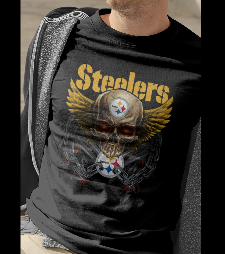 Steelers Skull Wings Chain T-Shirt