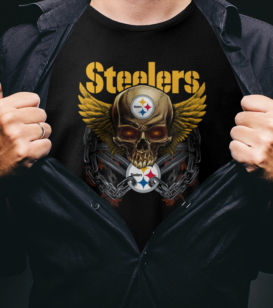 Steelers Skull Wings Chain T-Shirt