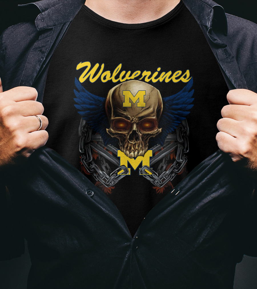 Wolverines M Skull Wings Chains T-Shirt