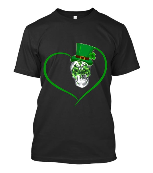 Skull Heart Shamrock Top Hat St. Patrick's Day T-Shirt