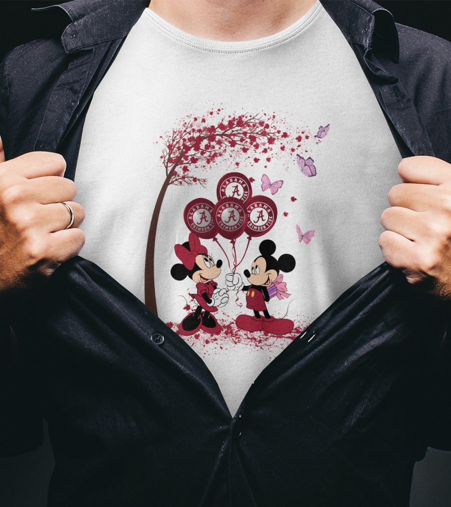 Ncaa Alabama Crimson Tide Minnie And Mickey Balloons T-Shirt