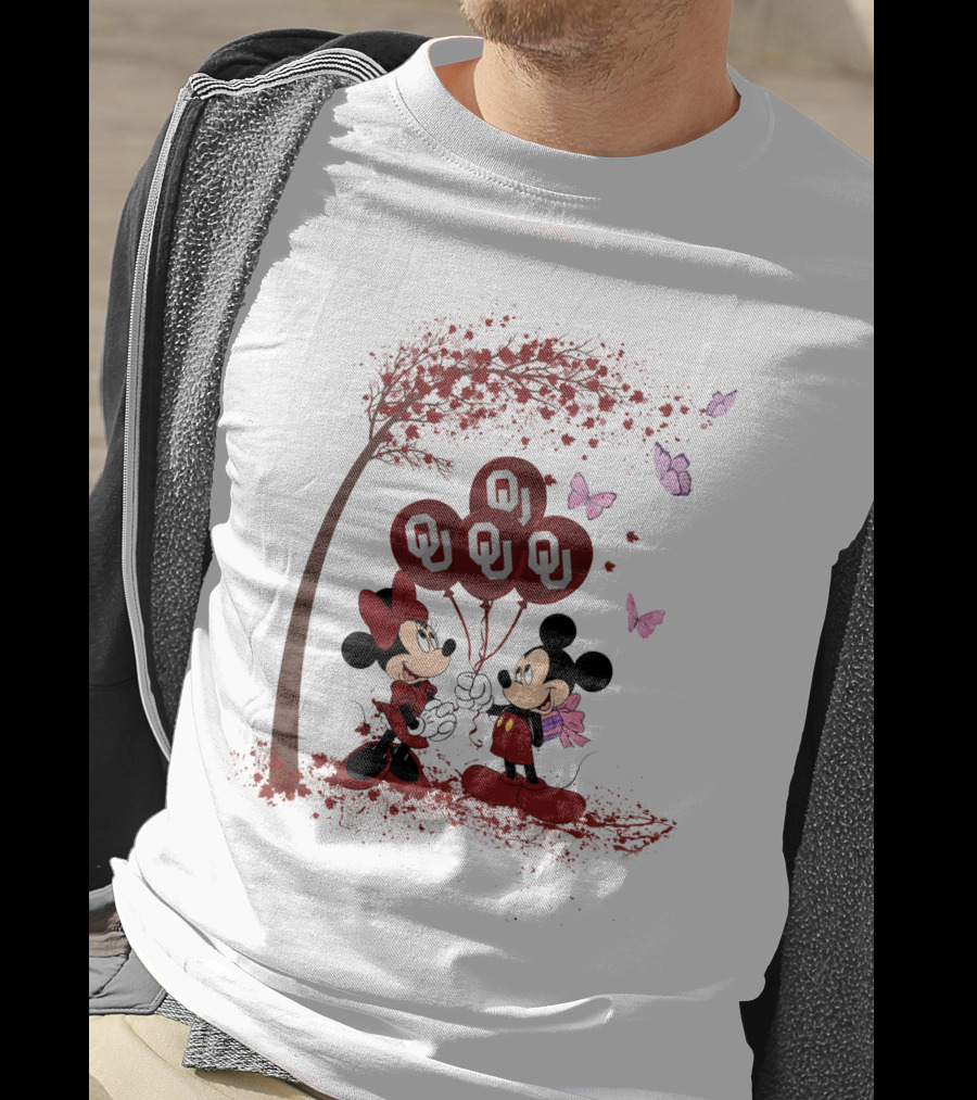 Mickey And Minnie Oklahoma Sooners Ou Balloons Ncaa Theme T-Shirt
