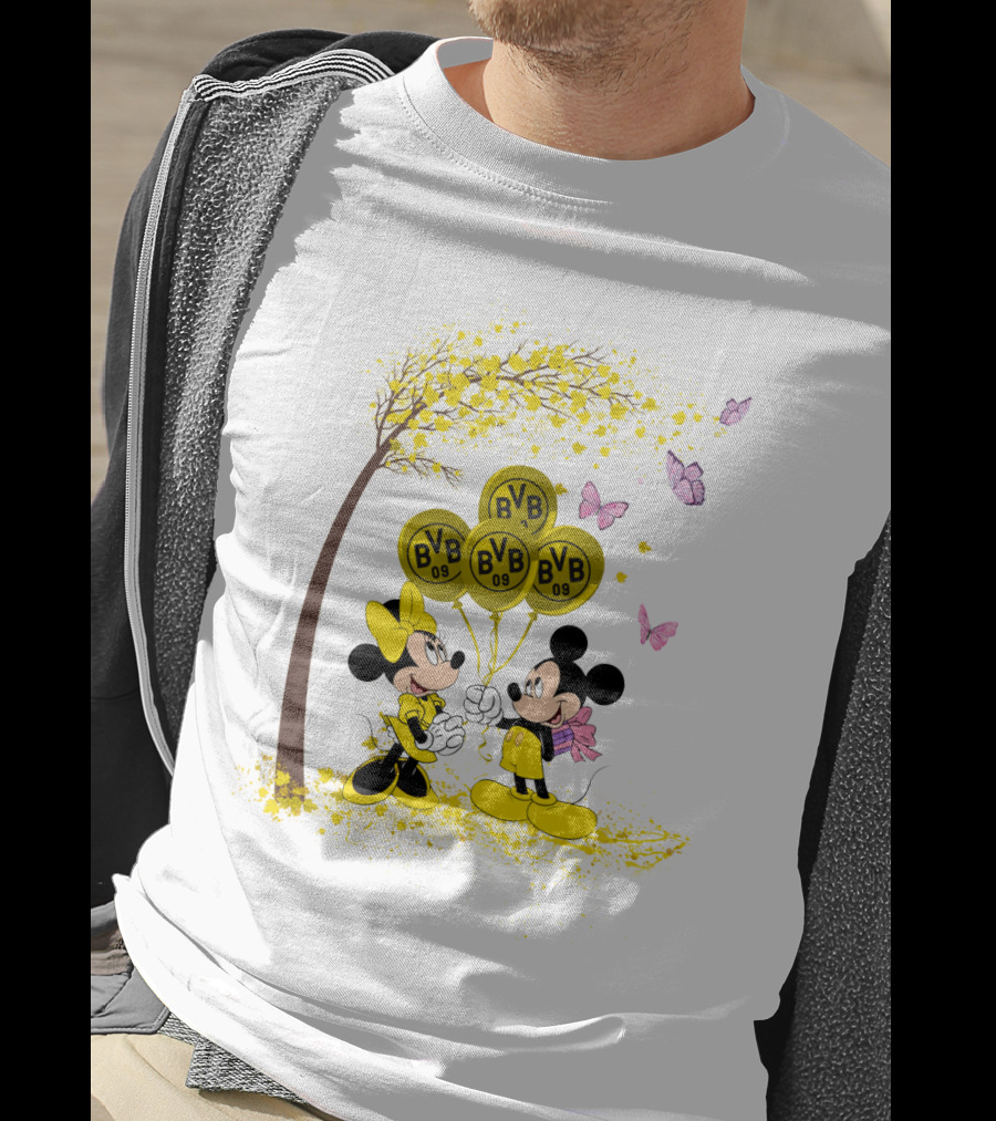 Borussia Dortmund BVB 09 Mickey And Minnie Balloons Bundesliga T-Shirt