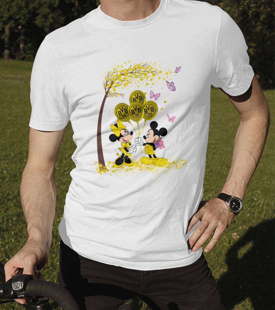 Borussia Dortmund BVB 09 Mickey And Minnie Balloons Bundesliga T-Shirt