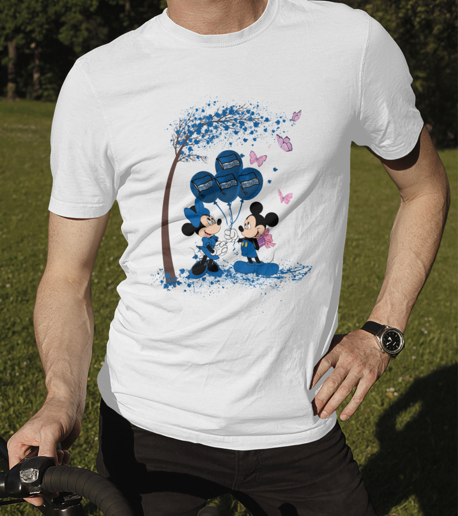 Hertha BSC Mickey And Minnie Tree Balloons Butterfly Scene T-Shirt