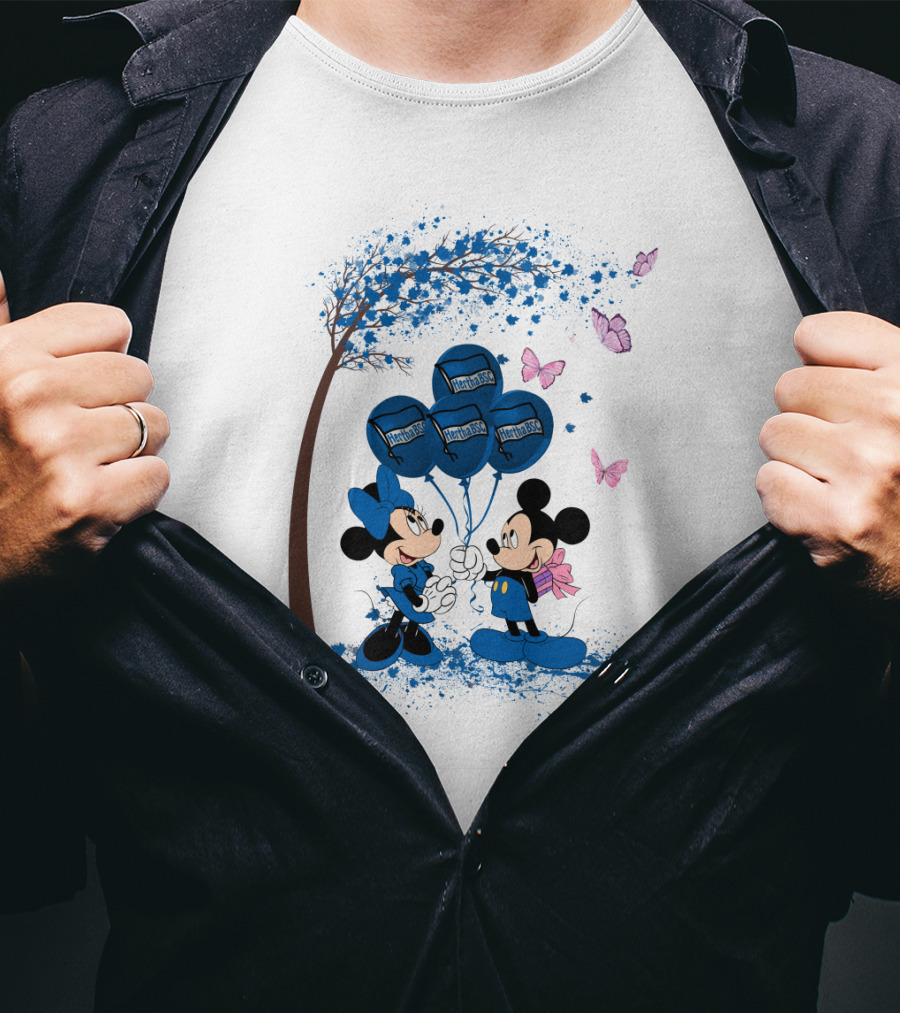 Hertha BSC Mickey And Minnie Tree Balloons Butterfly Scene T-Shirt