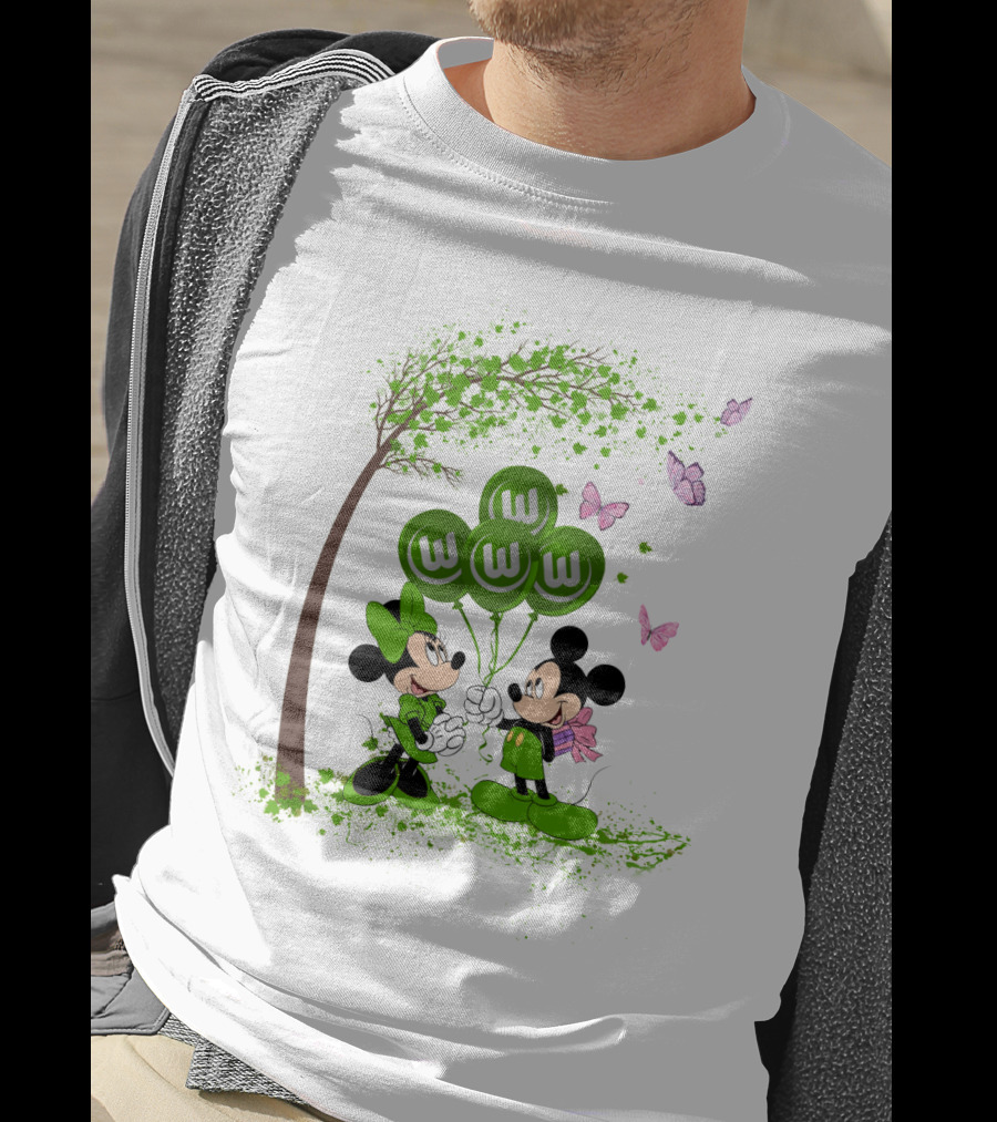 DH 29 Bundesliga VfL Wolfsburg Disney Mickey Minnie Balloons T-Shirt