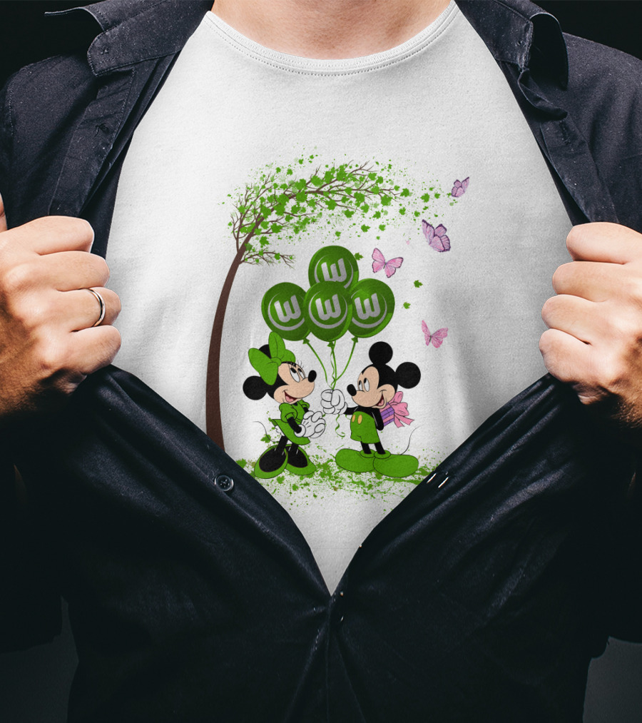 DH 29 Bundesliga VfL Wolfsburg Disney Mickey Minnie Balloons T-Shirt