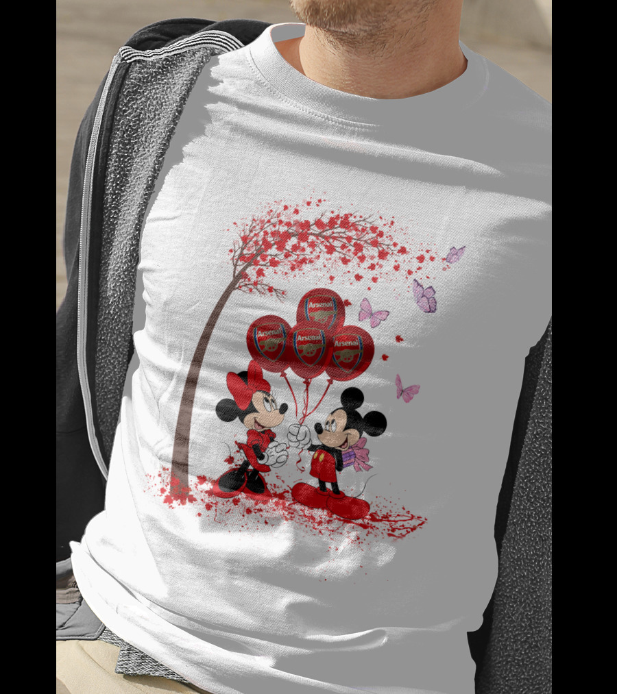 DH 29 Premier League Arsenal Mickey Minnie Balloons T-Shirt
