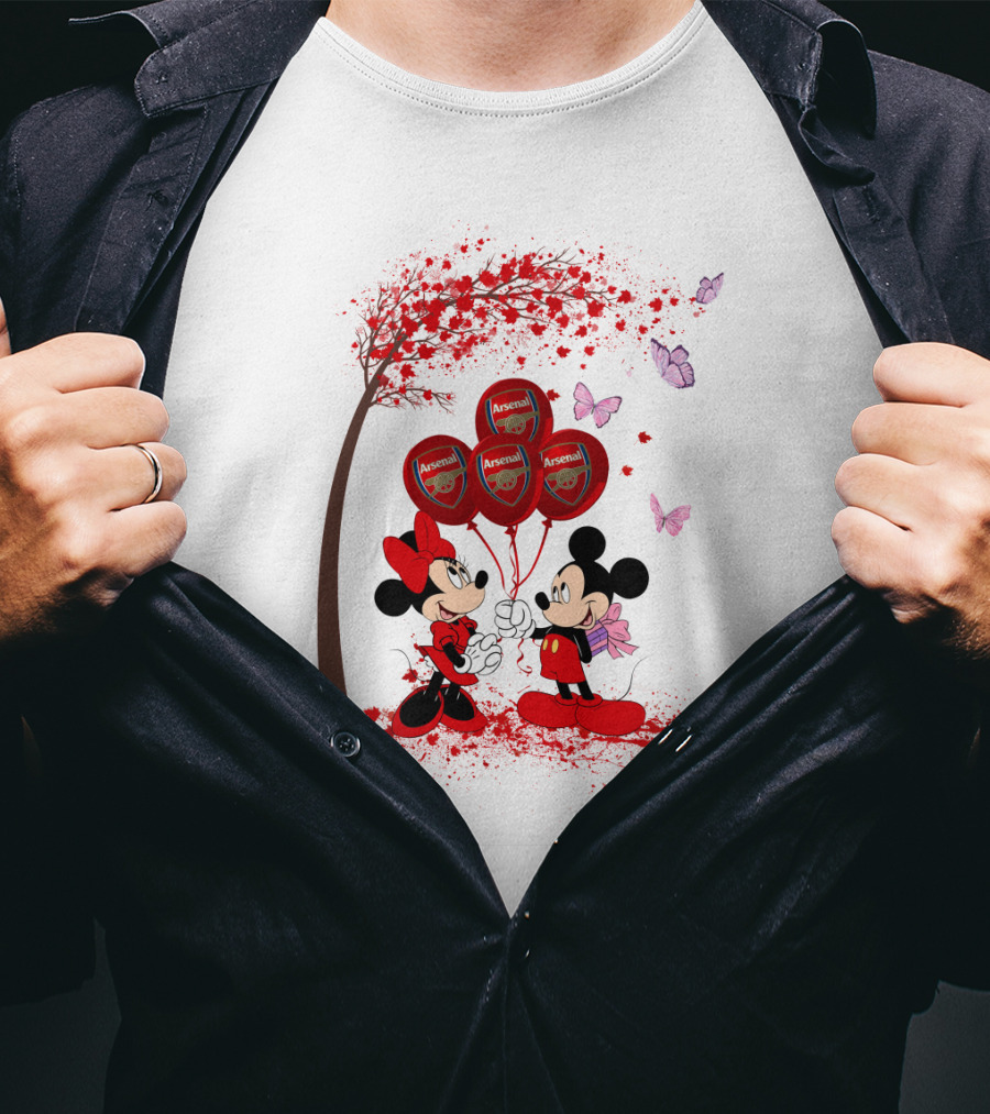 DH 29 Premier League Arsenal Mickey Minnie Balloons T-Shirt