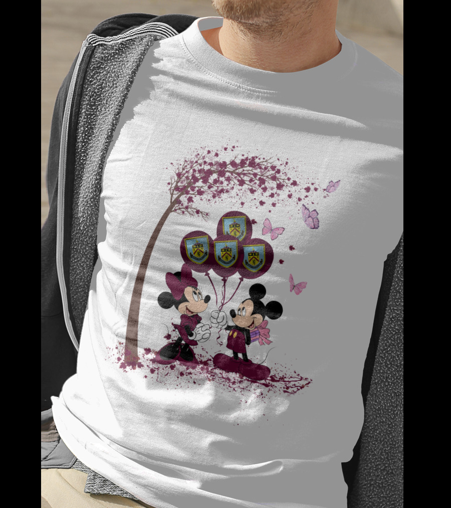 DH 29 Premier League Burnley Balloons With Iconic Mice Characters And Cherry Blossom T-Shirt