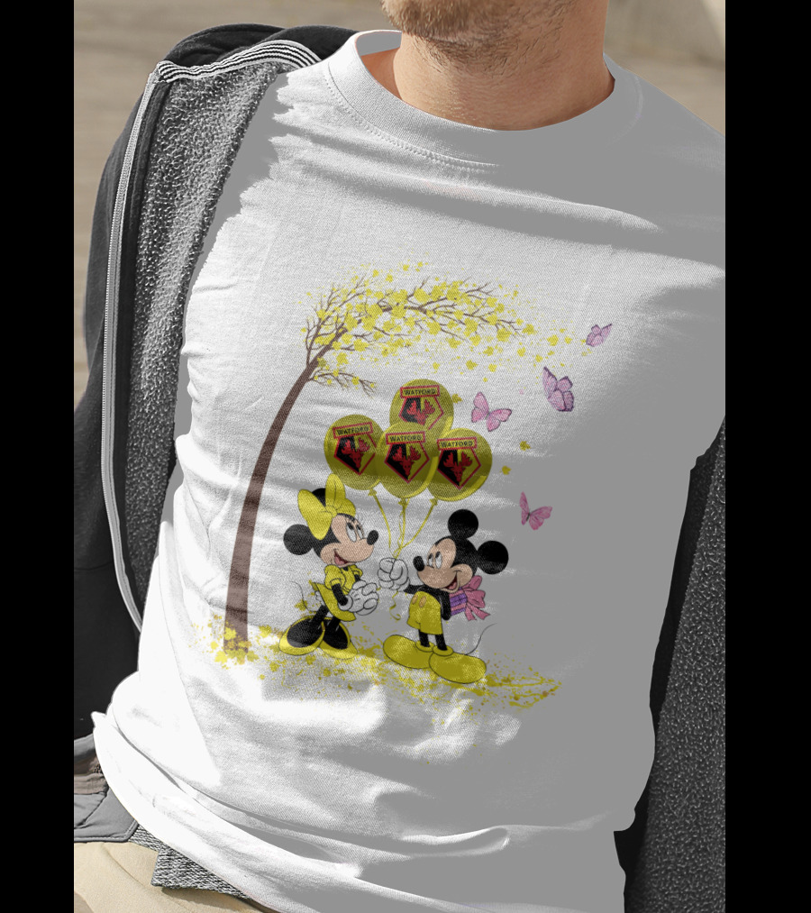DH 29 Premier League Watford Mickey And Minnie With Watford Balloons T-Shirt