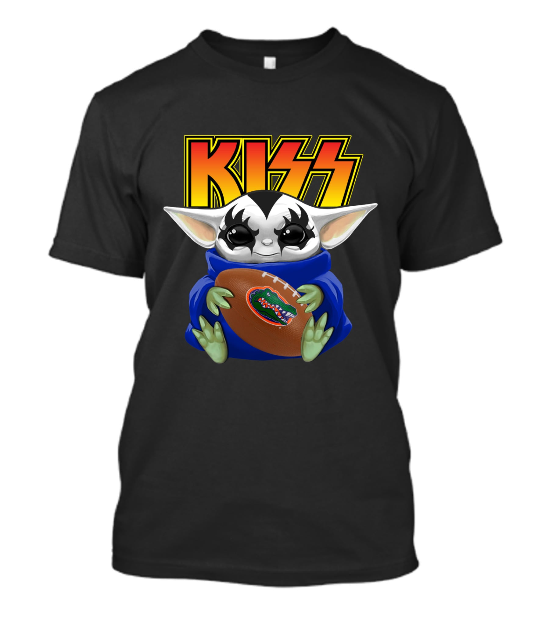 KISS Baby Yoda Holding Florida Gators Football T-Shirt