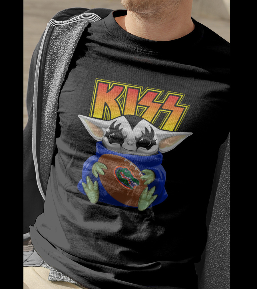 KISS Baby Yoda Holding Florida Gators Football T-Shirt
