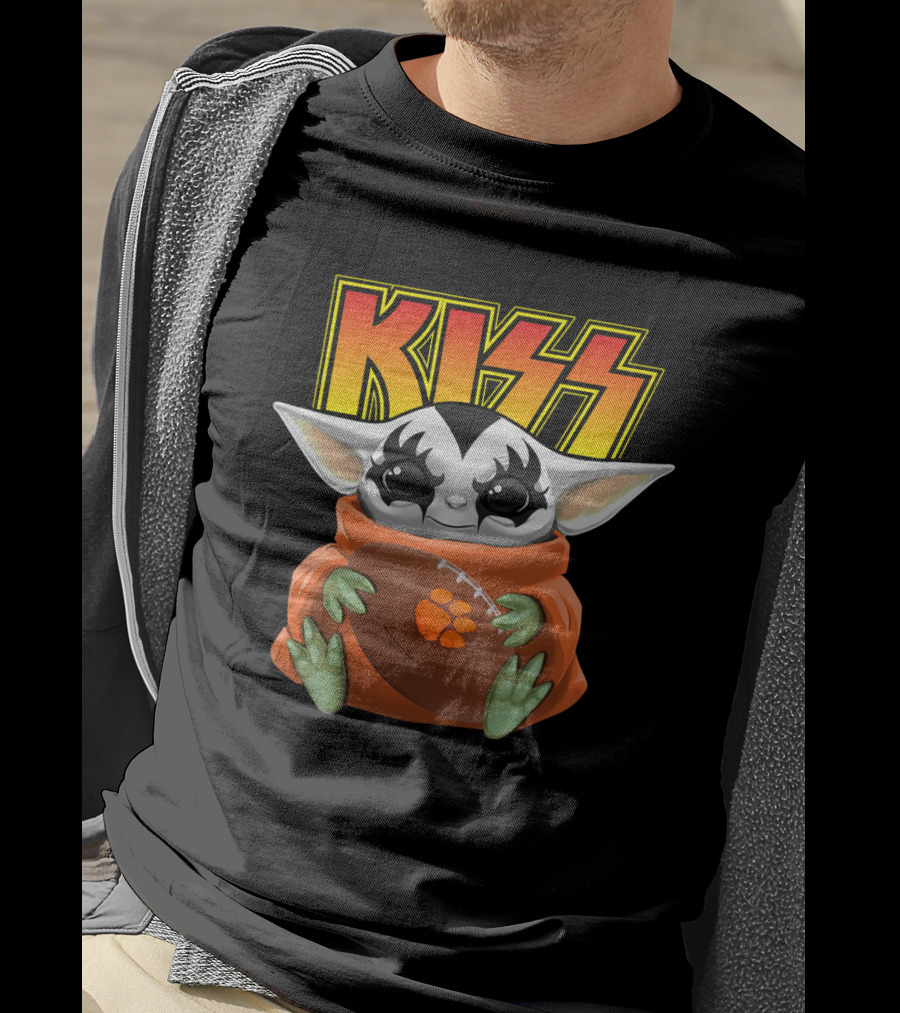 KISS Baby Yoda Gene Simmons Clemson Tigers Football T-Shirt