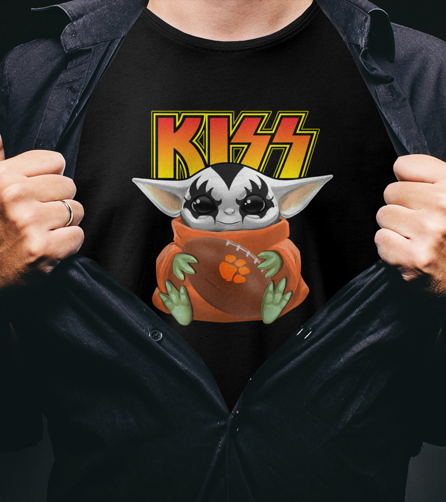 KISS Baby Yoda Gene Simmons Clemson Tigers Football T-Shirt