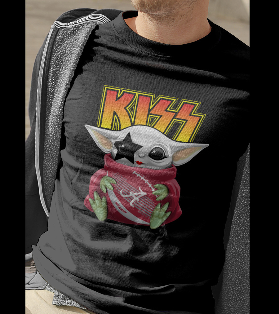 KISS Paul Stanley Baby Yoda Alabama Crimson Tide Football T-Shirt