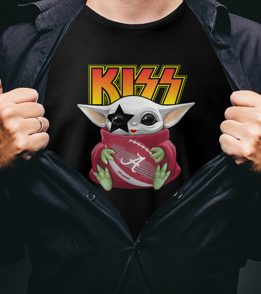 KISS Paul Stanley Baby Yoda Alabama Crimson Tide Football T-Shirt