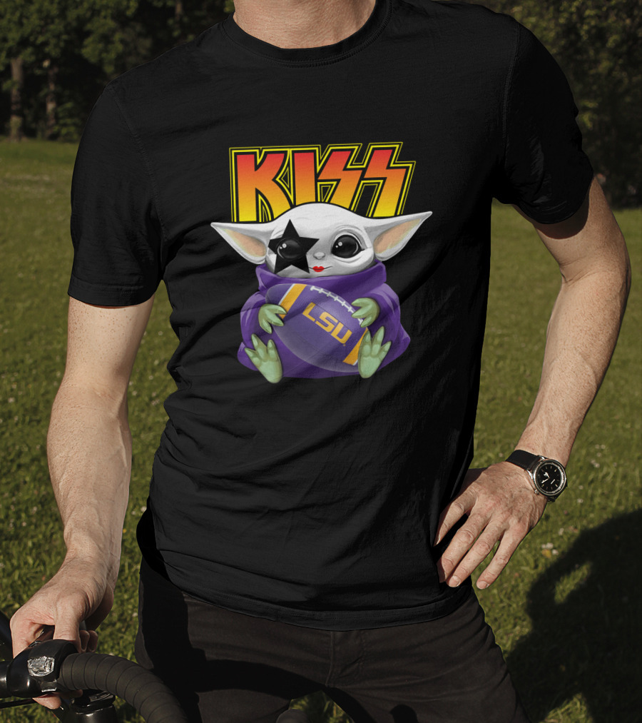 KISS Star Child Mascot Holding LSU Football T-Shirt