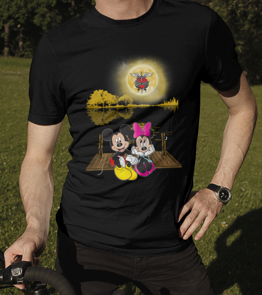 Mickey Minnie Romantic Moonlit Bon Jovi Dock Scene T-Shirt