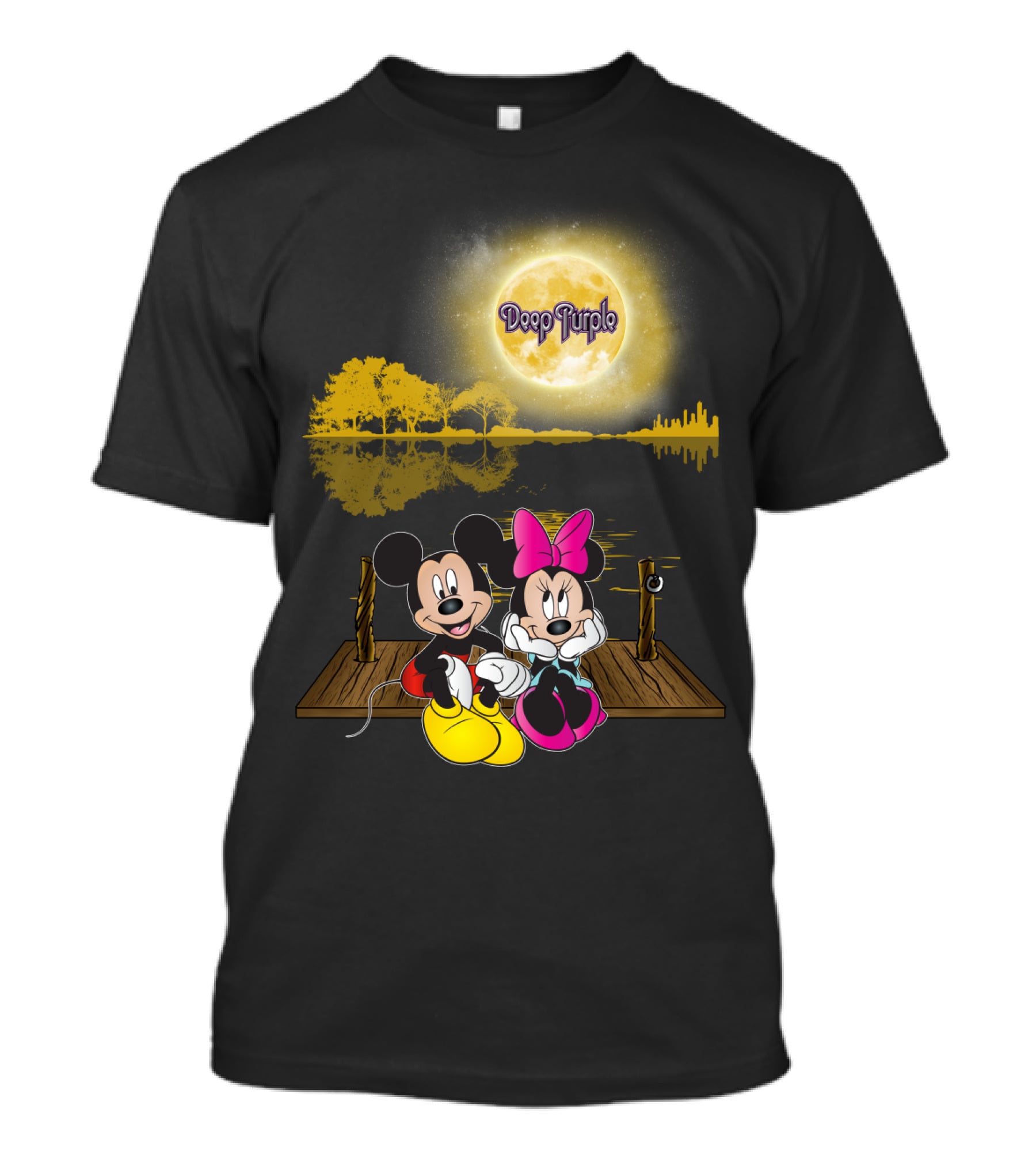 Deep Purple Moonlight Mickey And Minnie Reflection T-Shirt