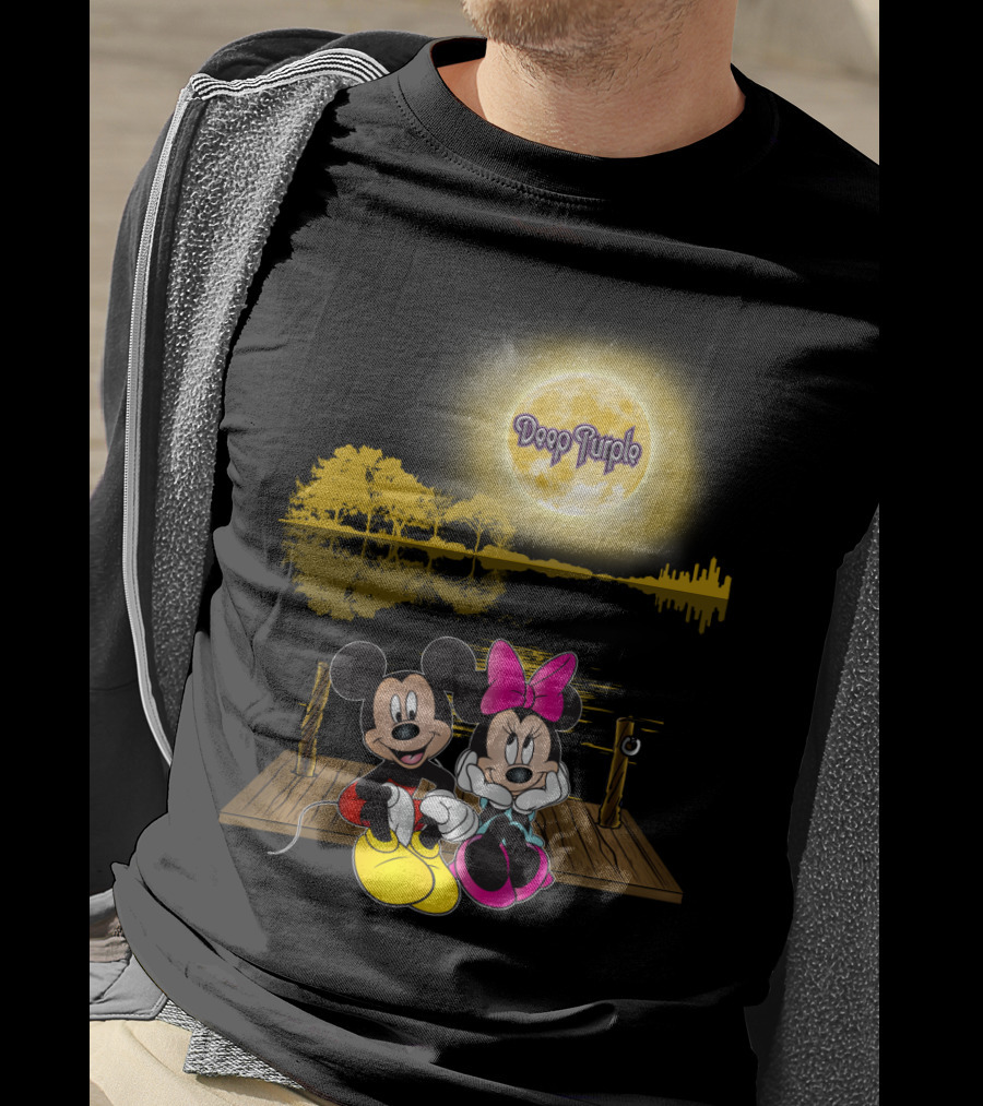 Deep Purple Moonlight Mickey And Minnie Reflection T-Shirt