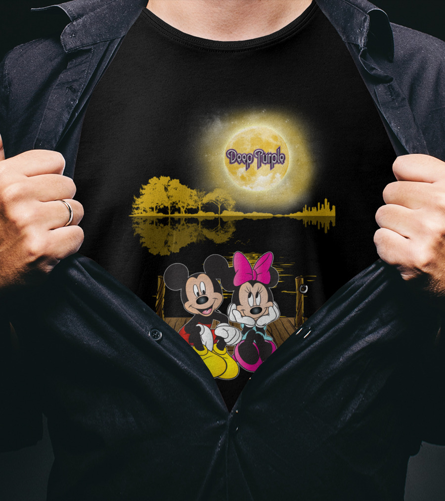 Deep Purple Moonlight Mickey And Minnie Reflection T-Shirt