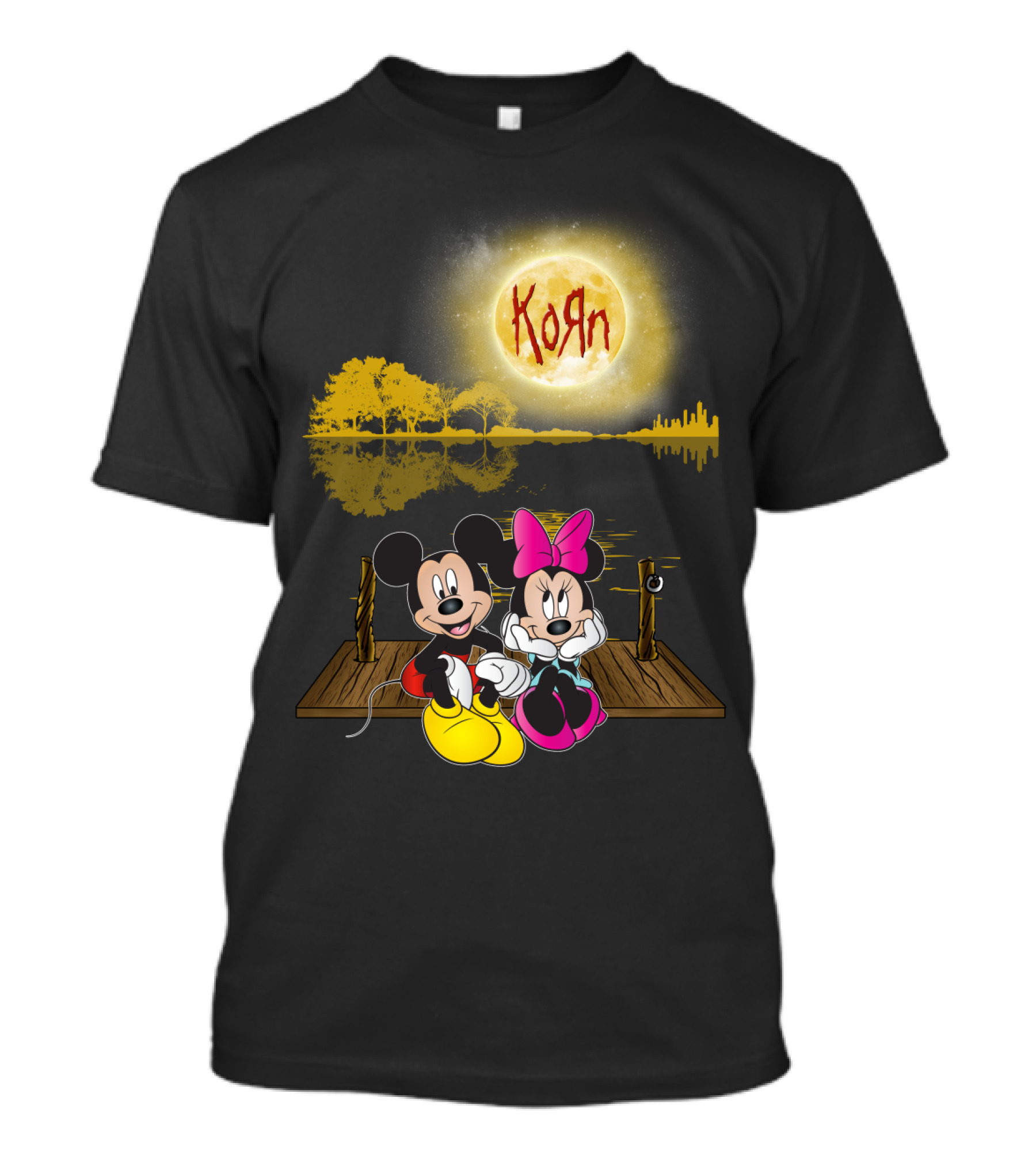 Korn Mickey And Minnie Dock Moon Scene T-Shirt