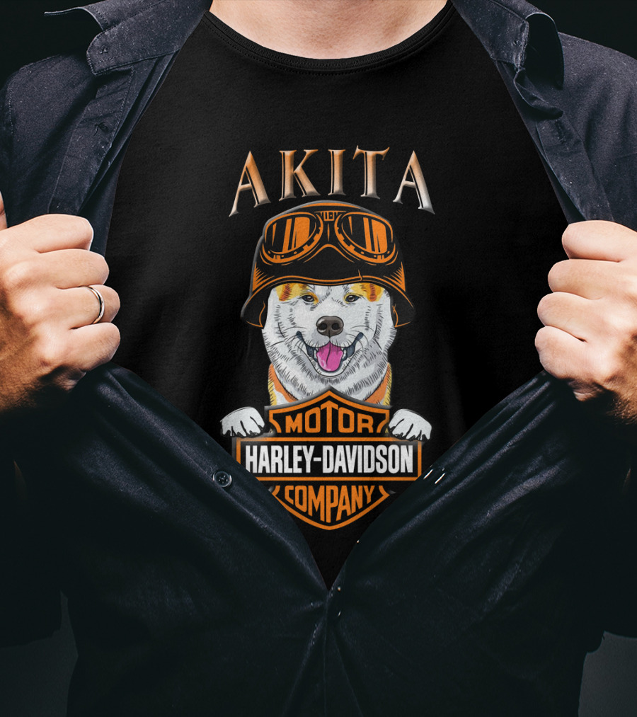 Akitas Harley Davidson Motorcycle T-Shirt