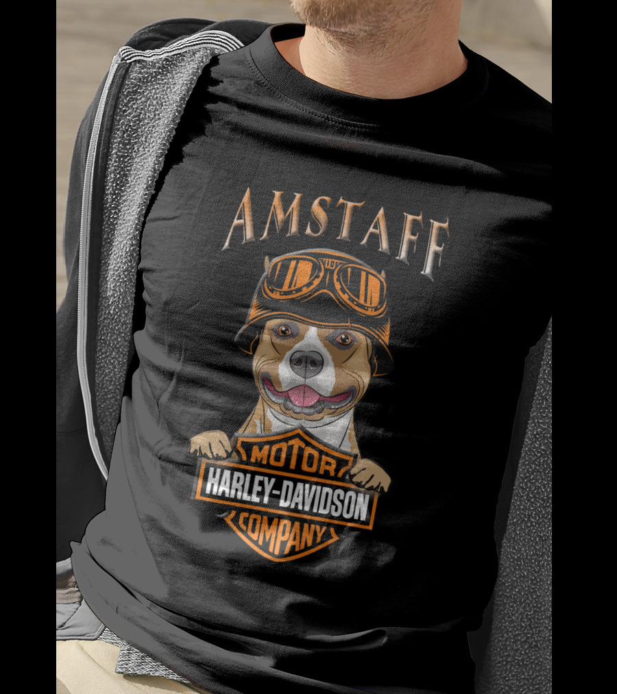 Amstaff Harley Davidson Motor Company American Staffordshire Terriers T-Shirt