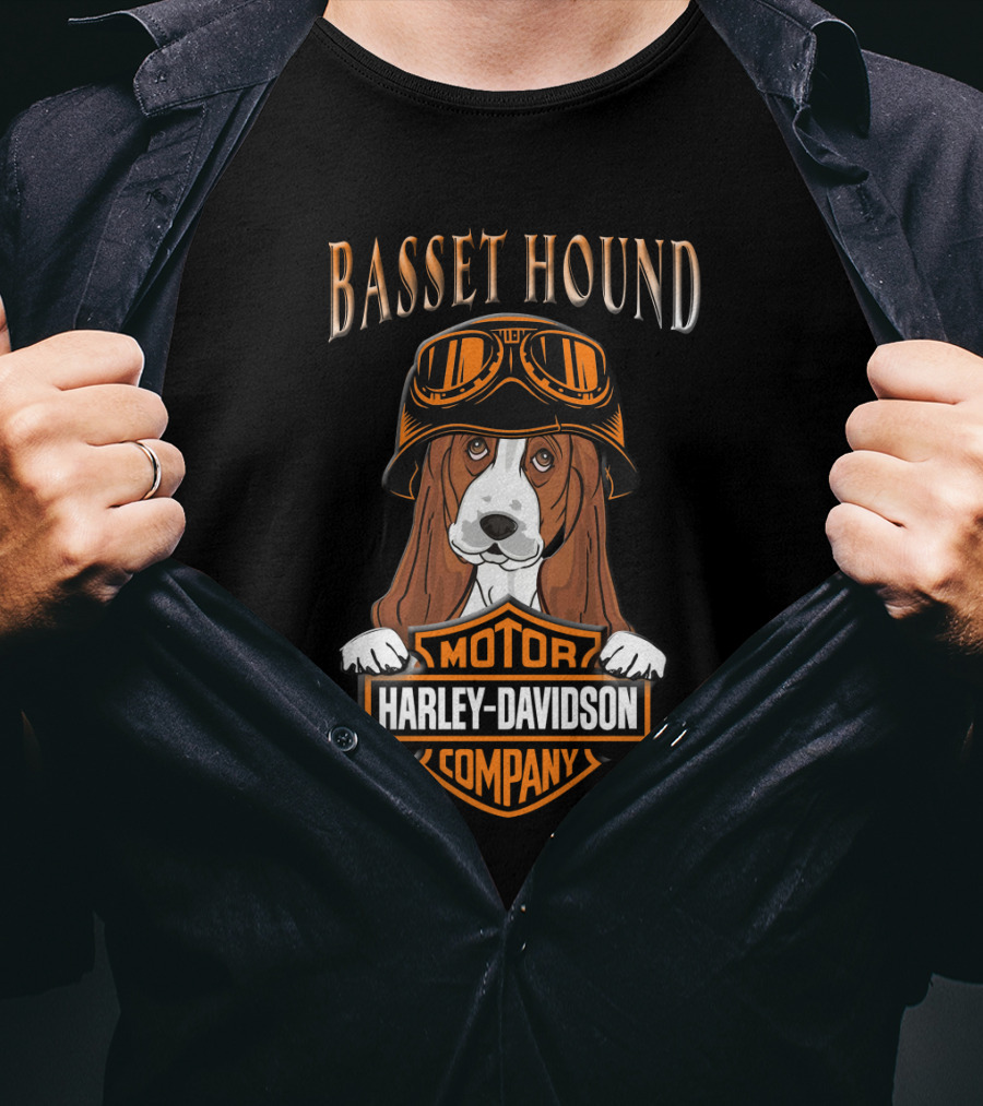 Basset Hound Harley Davidson Motor Company T-Shirt