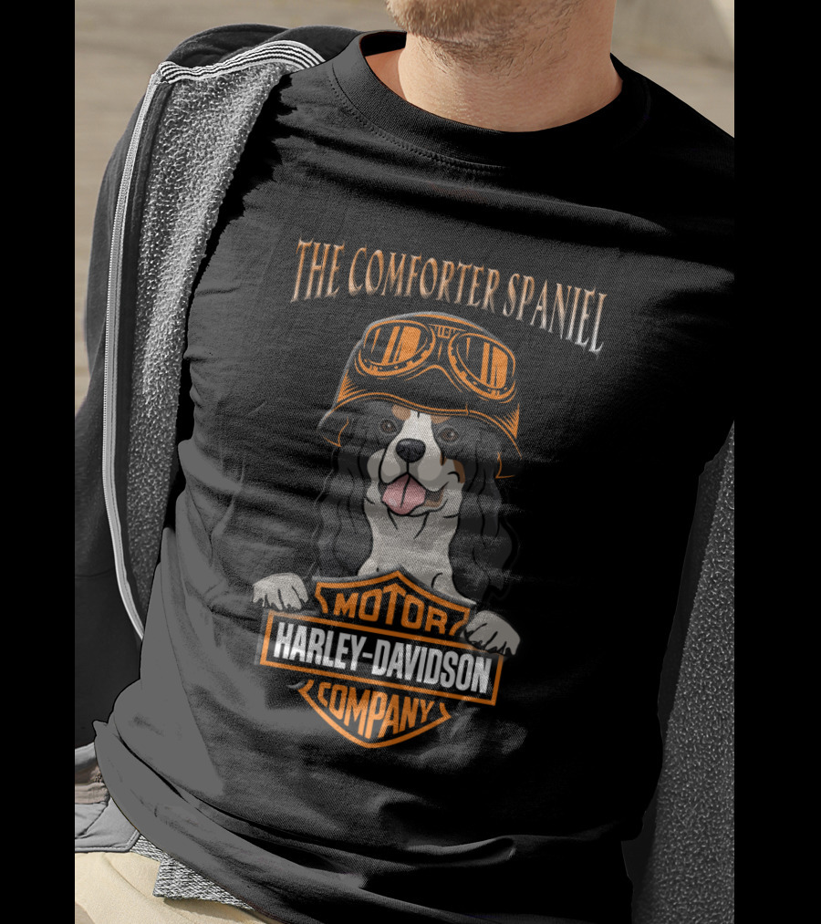 The Comforter Spaniel Harley Davidson Cavalier King Charles 33 Motorcycle T-Shirt
