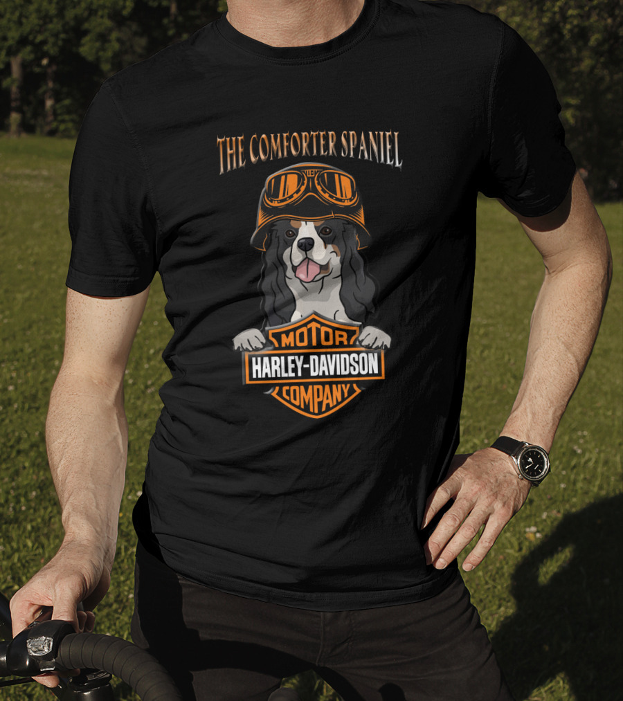 The Comforter Spaniel Harley Davidson Cavalier King Charles 33 Motorcycle T-Shirt