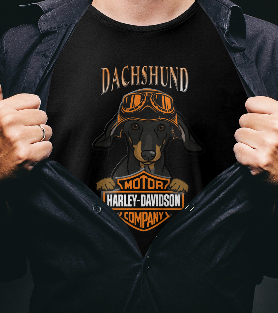 Dachshund Harley Davidson Motor Company Motorcycle Goggles T-Shirt