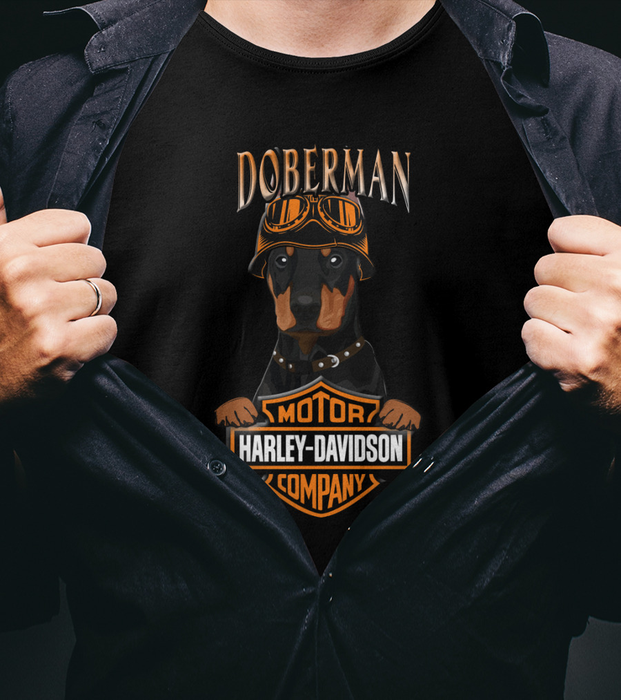 Doberman Harley Davidson Motor Company Goggles T-Shirt