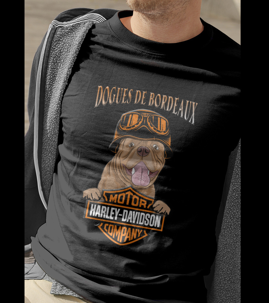 Dogue De Bordeaux Harley Davidson Motorcycle Goggles T-Shirt