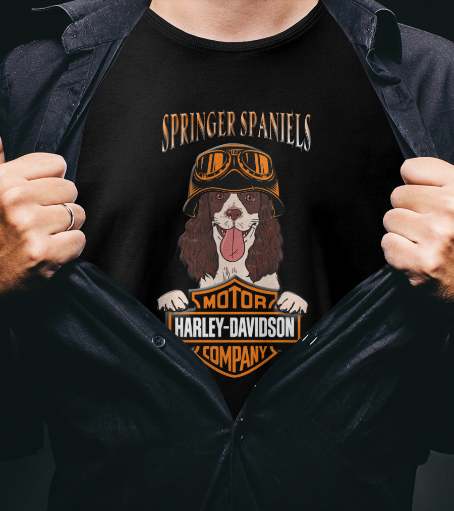 Springer Spaniels Harley Davidson Motorcycle Company T-Shirt