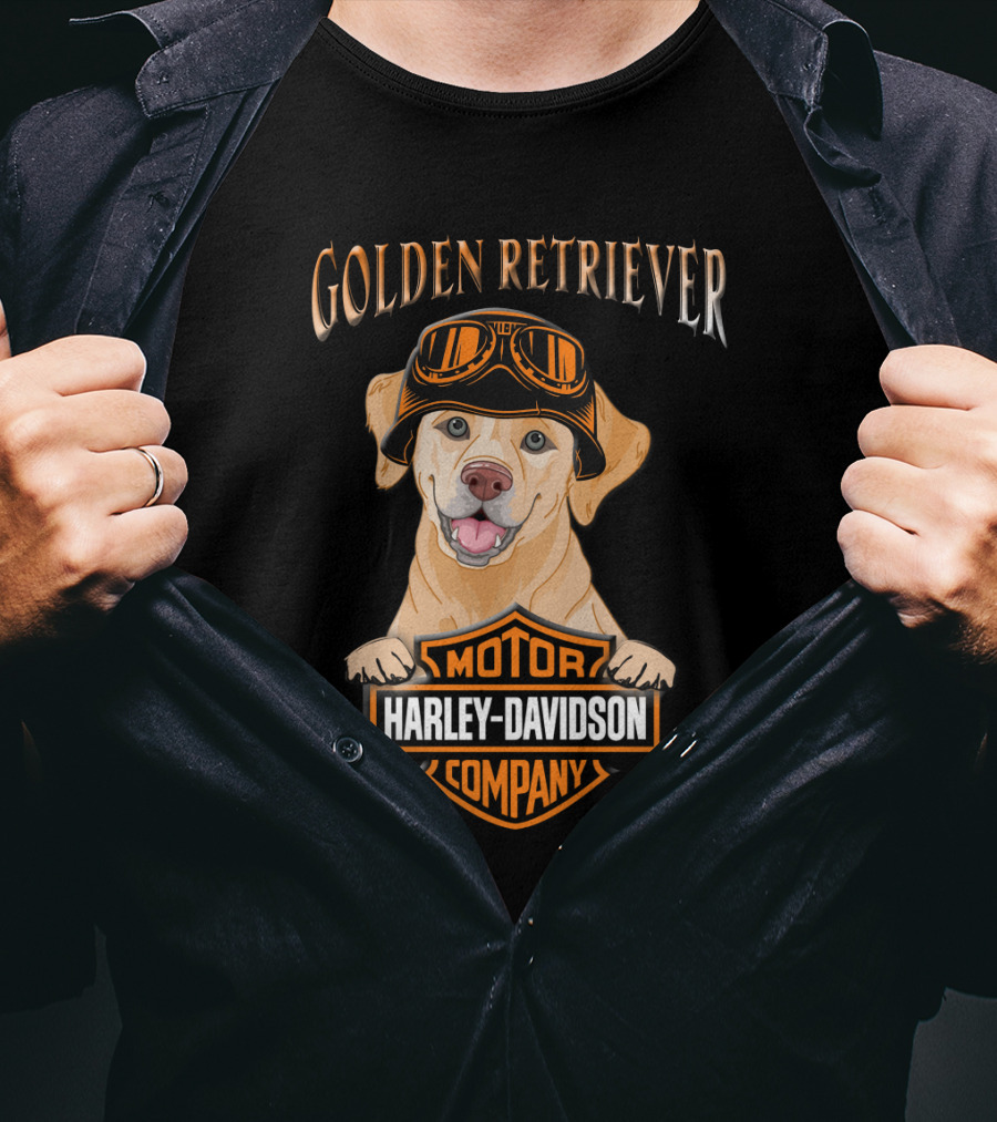 Golden Retriever Harley Davidson Motor Company T-Shirt