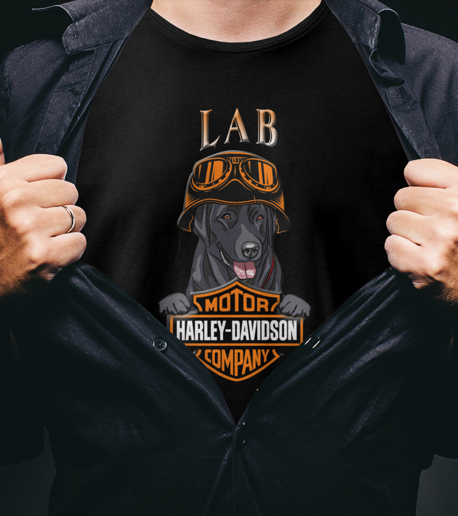 Lab Harley Davidson Company Motor Lab Dog With Goggles T-Shirt