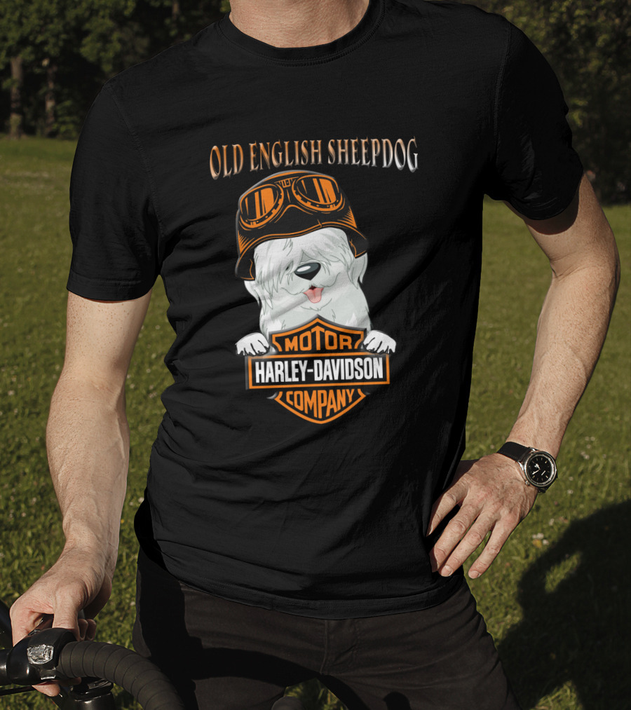 Old English Sheepdog Harley Davidson Motorcycle Company T-Shirt