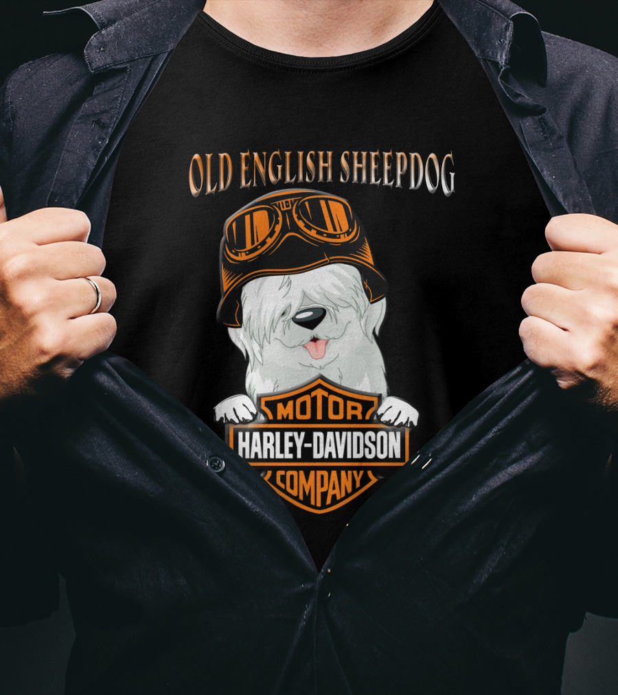 Old English Sheepdog Harley Davidson Motorcycle Company T-Shirt