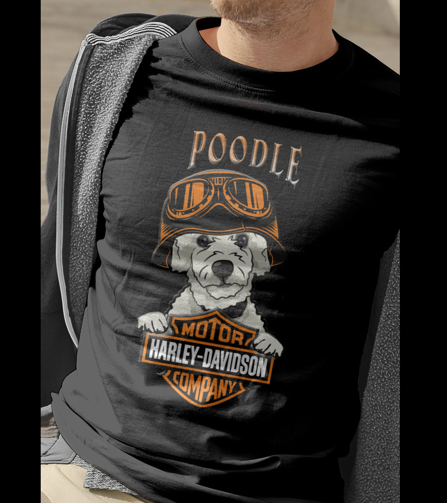 Poodle Harley Davidson Motorcycle Company Dog Helmet T-Shirt